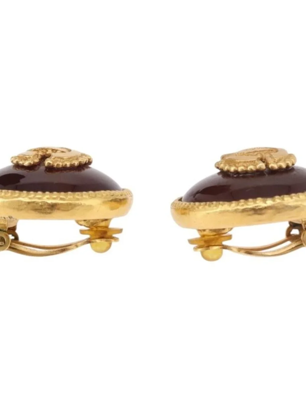 CHANEL Earring Metal Gold Tone CC Auth BA13637M